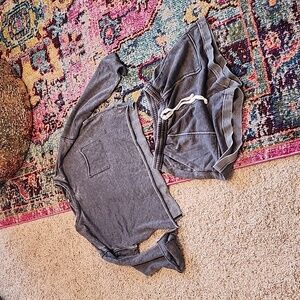 GB Gianni Binni never worn lounge crop long sleeve  set high-waisted shorts